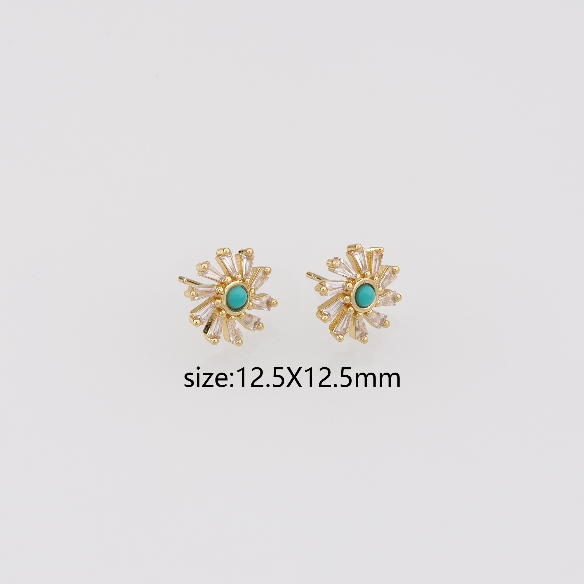 18K Gold Filled Sun Stud Earrings,CZ Micro Pave Sun Stud,Minimalist Earring,Gift for Wife