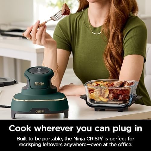 5-in-1 Glass Air Fryer | 450°F, Nontoxic, 4QT & 6-Cup Containers & Lids | Microwave, Freezer, Dishwasher Safe | Air Fry, Bake, Recrisp, Keep Warm | Brit. Racing Green