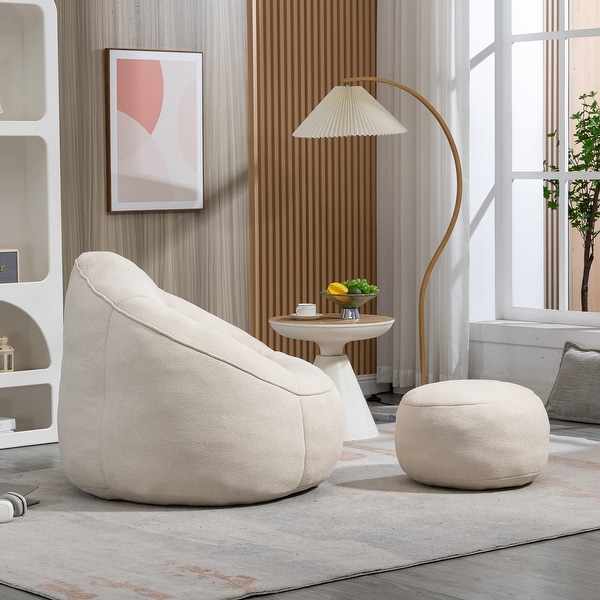 Bean Bag Sofa Chair Foam Bean Bag Chair with Padded Foam Padding and Footrest