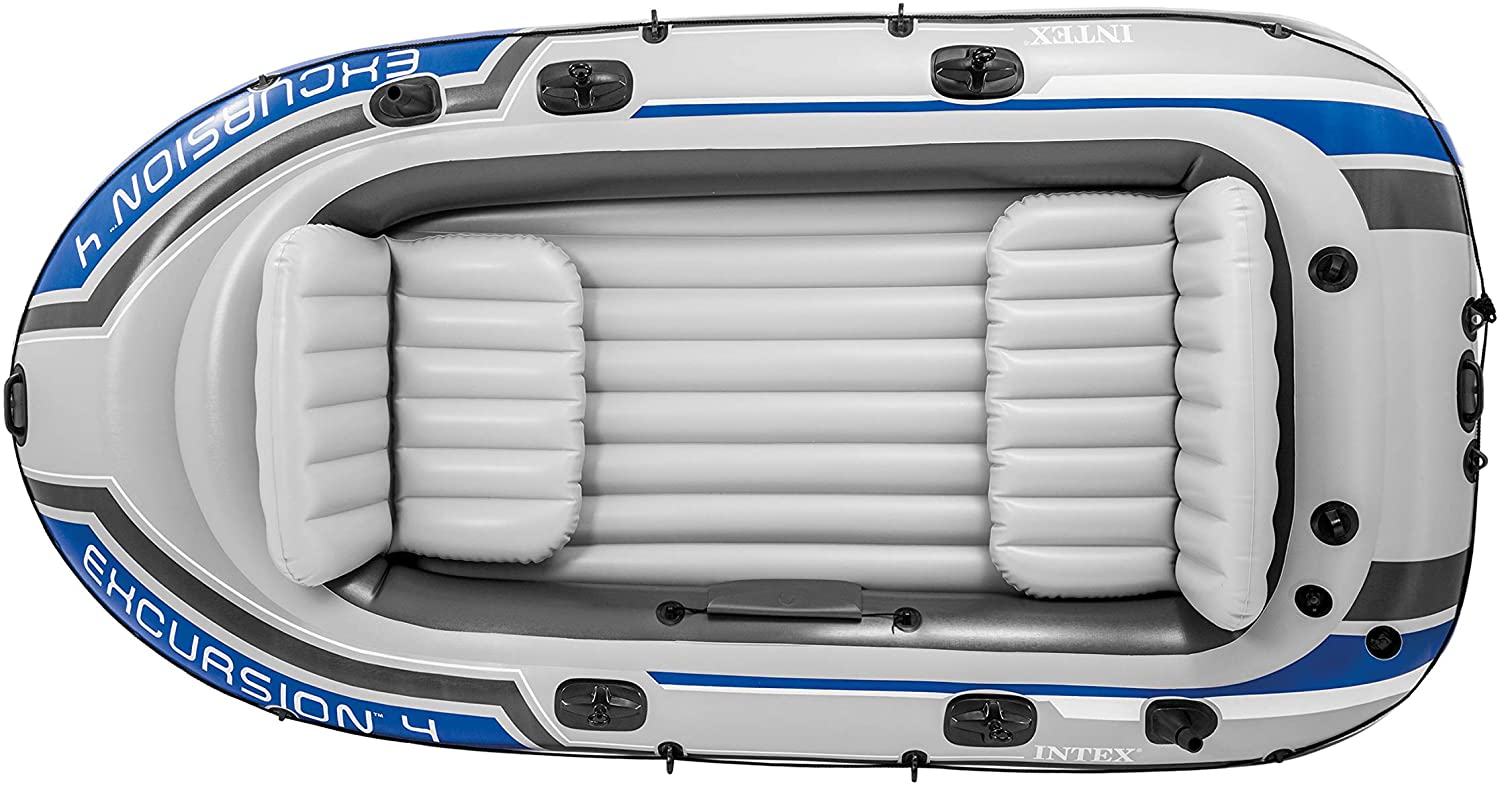 Intex Excursion 4-Person Inflatable Boat Set with Aluminum Oars and High Output Air Pump?? Last Day For Clearance