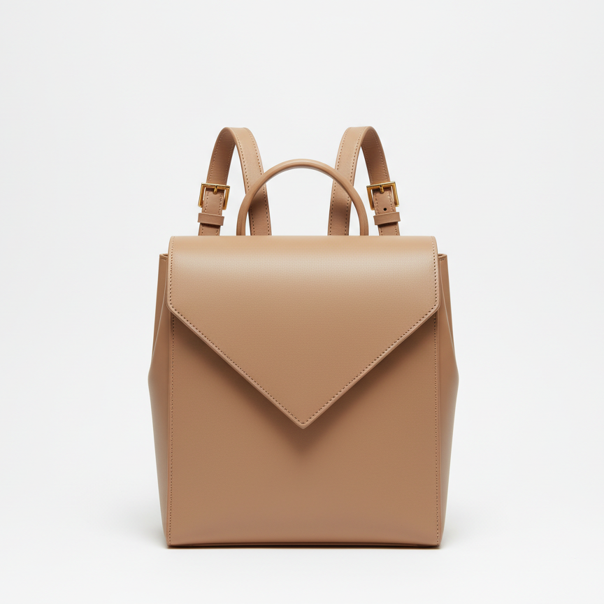 Camel Envelope Leather Backpack