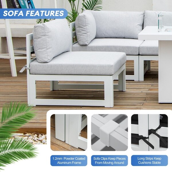 Nicesoul White Aluminum Modern Patio Furniture Sectional Sofa Set with Cushion