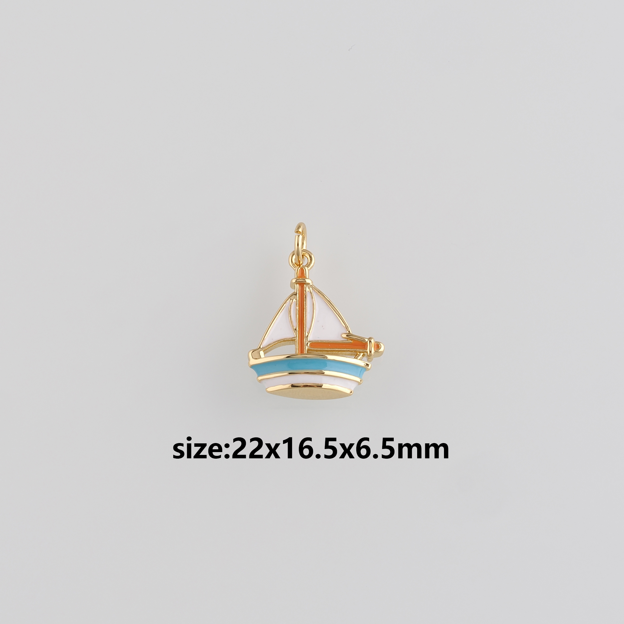 18K Gold Filled Sail Boat Pendant,Enamel Sail Boat Charm Earrings Necklace for DIY Jewelry Making Supply