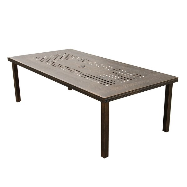 Modern Outdoor Mesh Aluminum 95in Rectangle Large Patio Dining Table