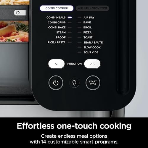 14-in-1 Multicooker, Oven, & Air Fryer, Complete Meals in 15 Mins, Combi Cooker + Air Fry, Bake, Roast, Slow Cook and More, 3 Accessories, Stainless Steel
