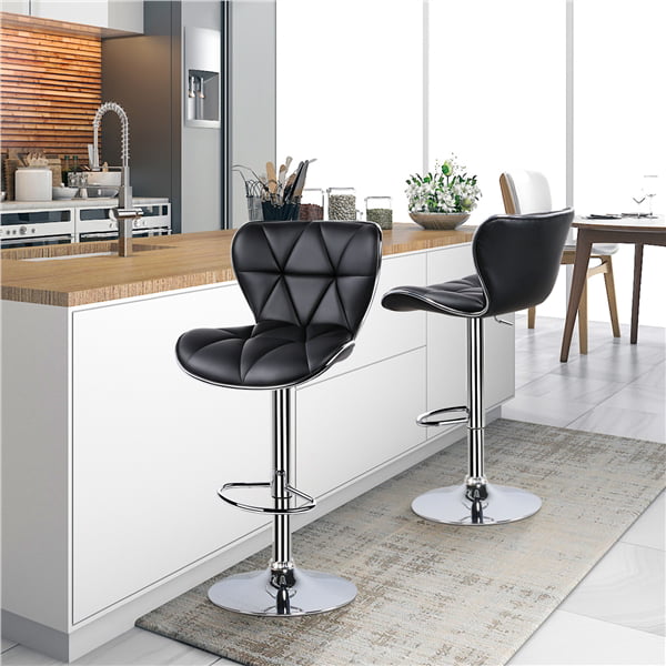 Alden Design Adjustable Midback Faux Leather Bar Stool, Set of 2