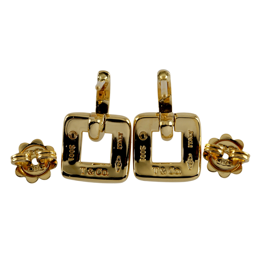 Tiffany & Co. Tiffany Square K18YG Yellow Gold Earrings