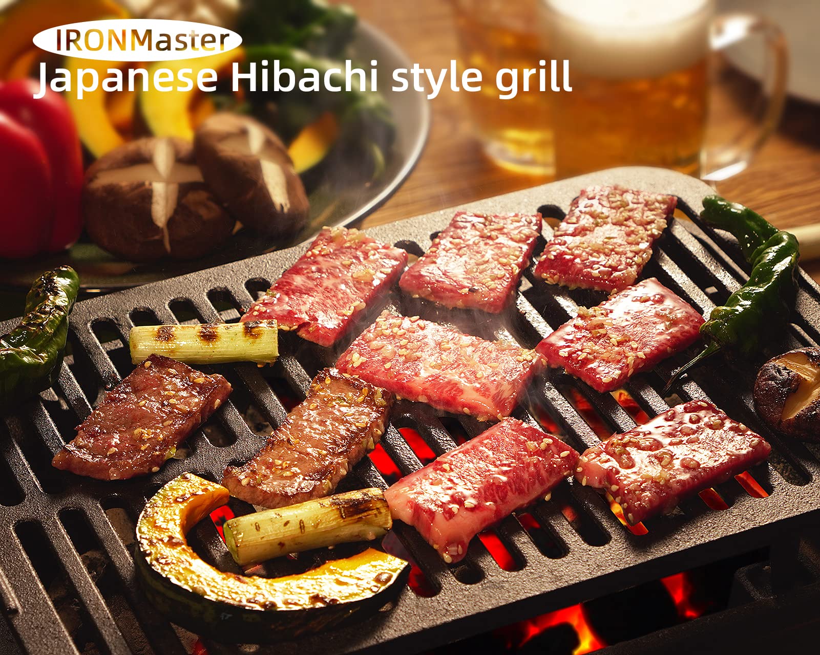 IronMaster Hibachi Grill Outdoor, Small Portable Charcoal Grill