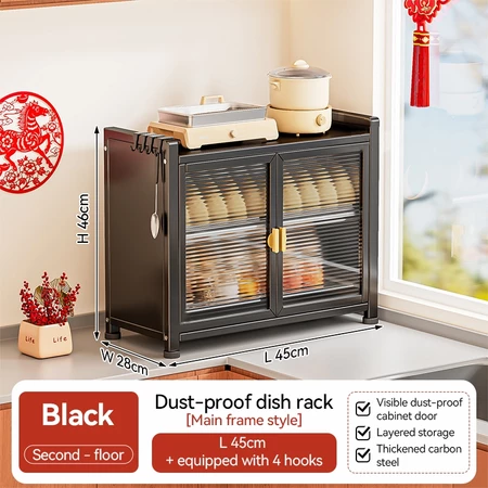 3-Tier Kitchen Dish Rack Cabinet Organize Carbon Steel Paint Countertop Kitchen Storage Rack