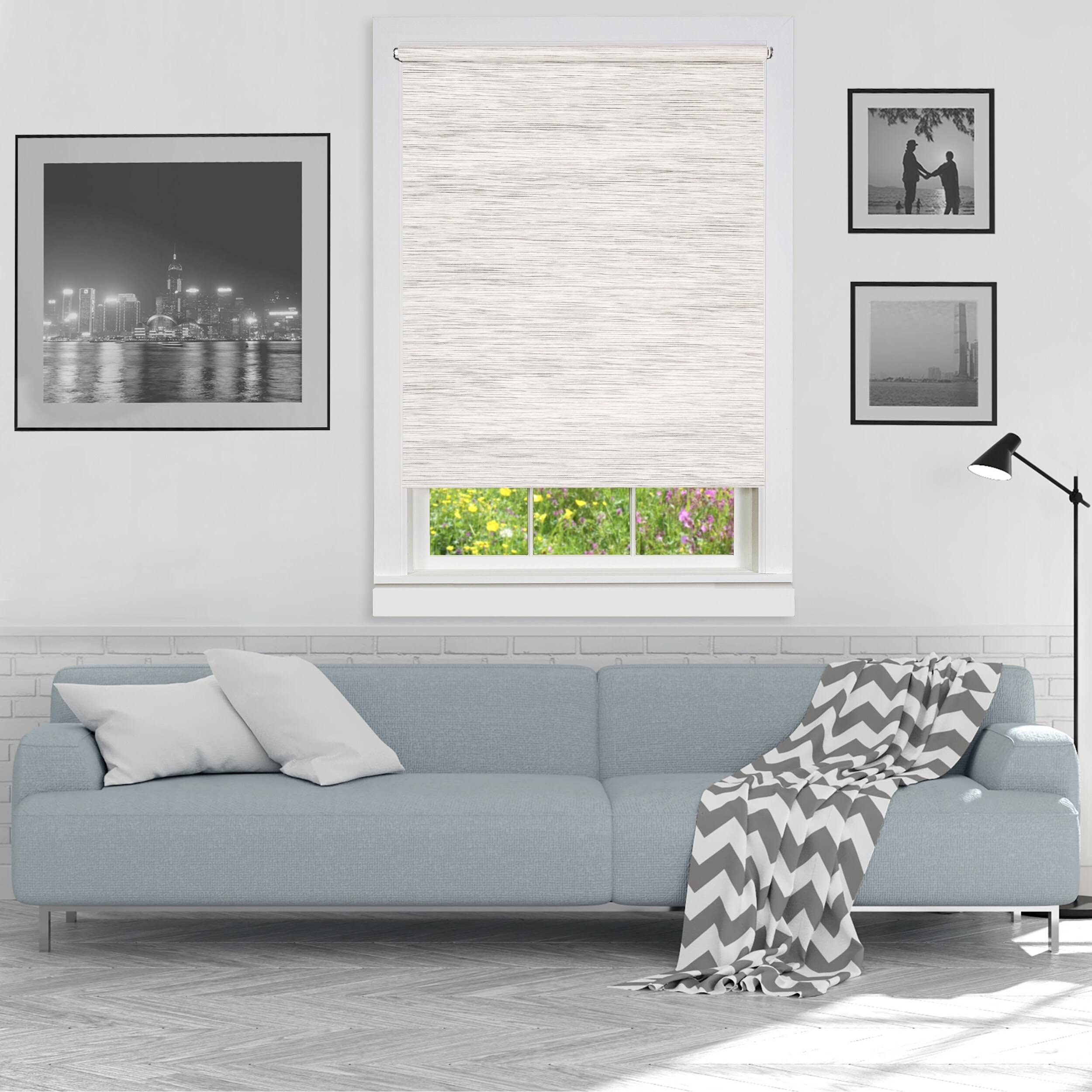Achim Jute Indoor Cordless Silver Grey Jute/Polyester Light Filtering Roller Shade, 70-in x 72-in, Size: 70 x 72, Gray