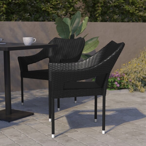 All Weather Commercial Grade PE Rattan Stacking Patio Chairs