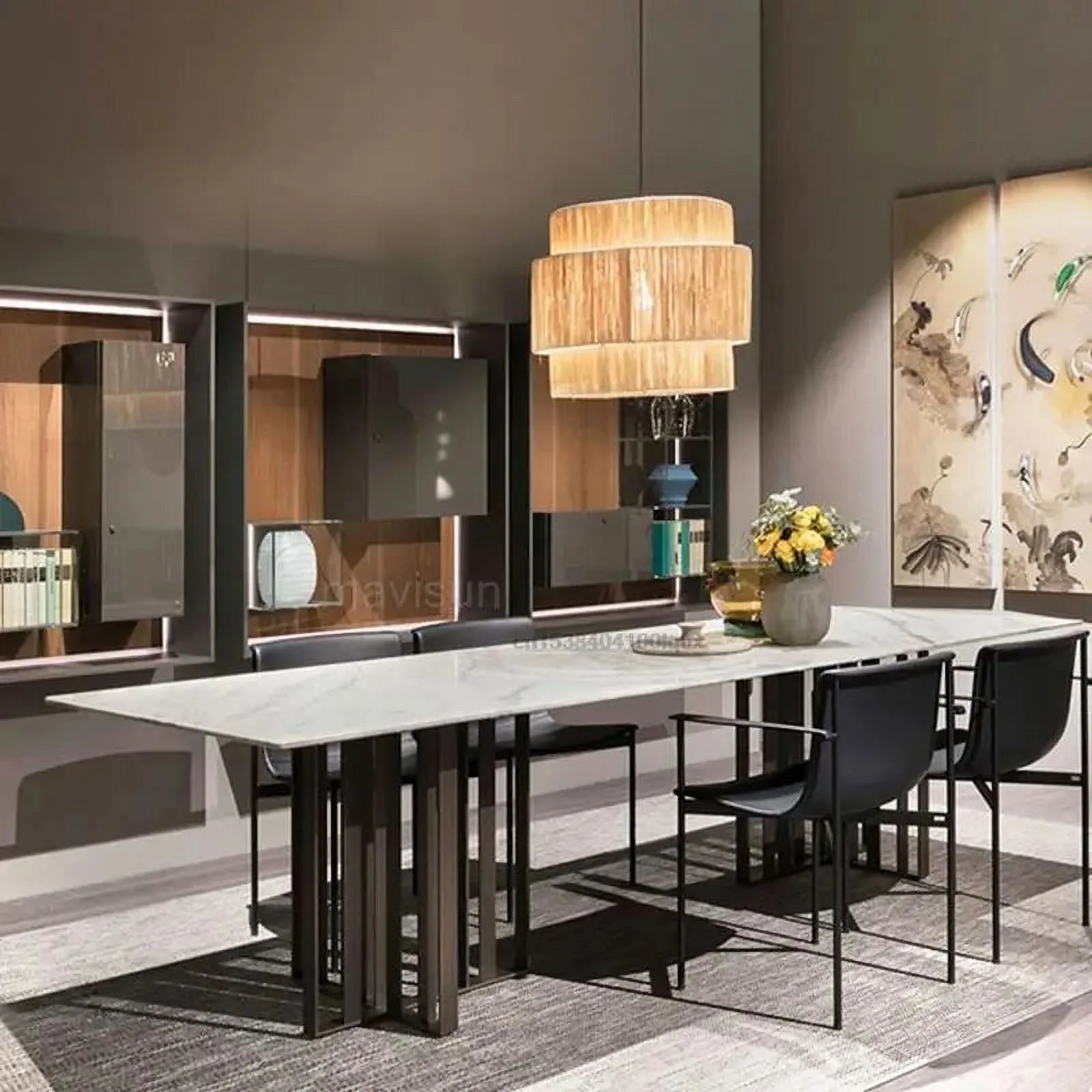 Nordic Style Marble Board Dining Table For Large Apartment Italian Post Modern Minimalist Custom Table Set Dining Room Furniture