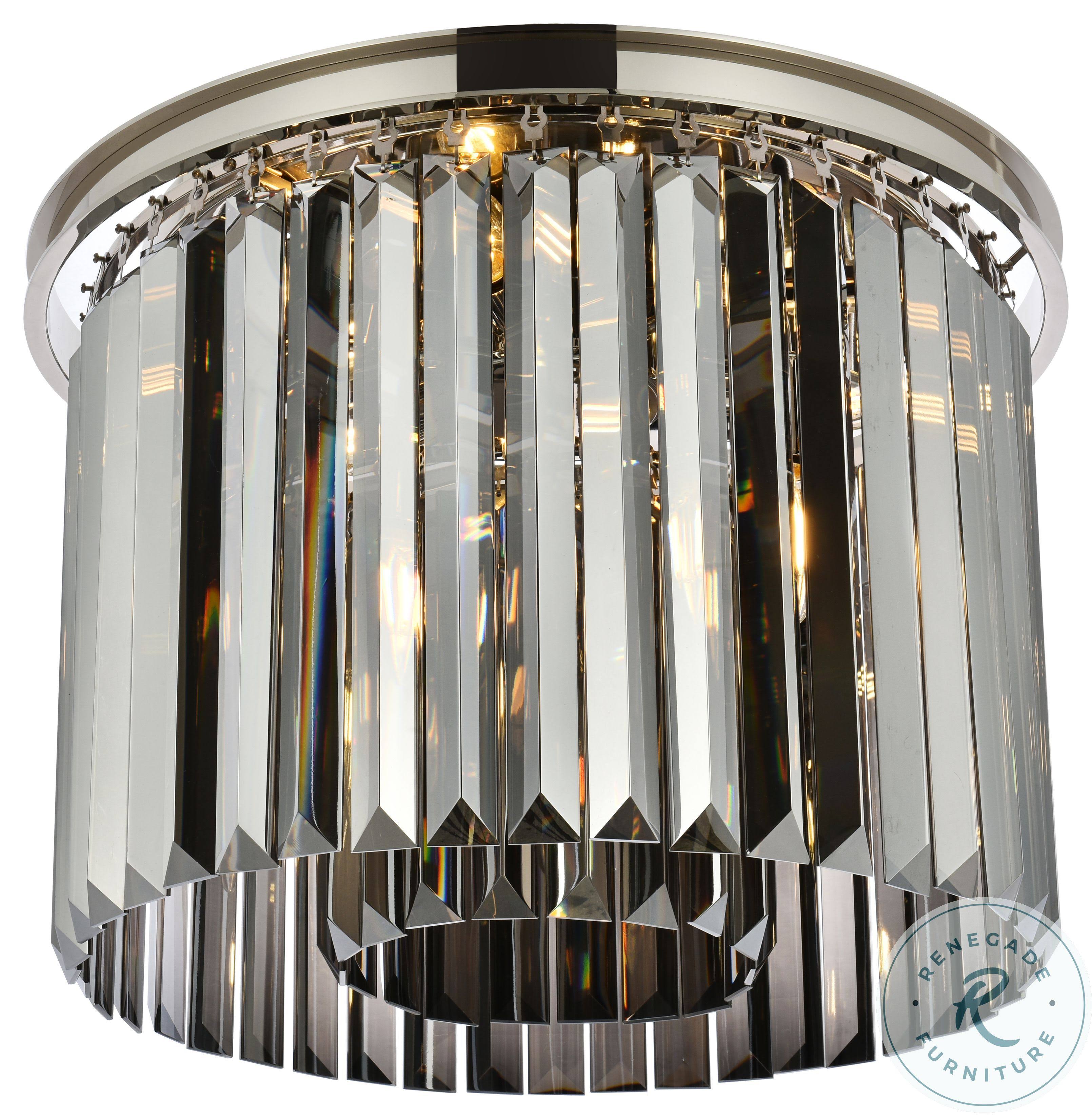 Elegant 1238F20PN-SS/RC Sydney 6 Light Polished Nickel Flush Mount