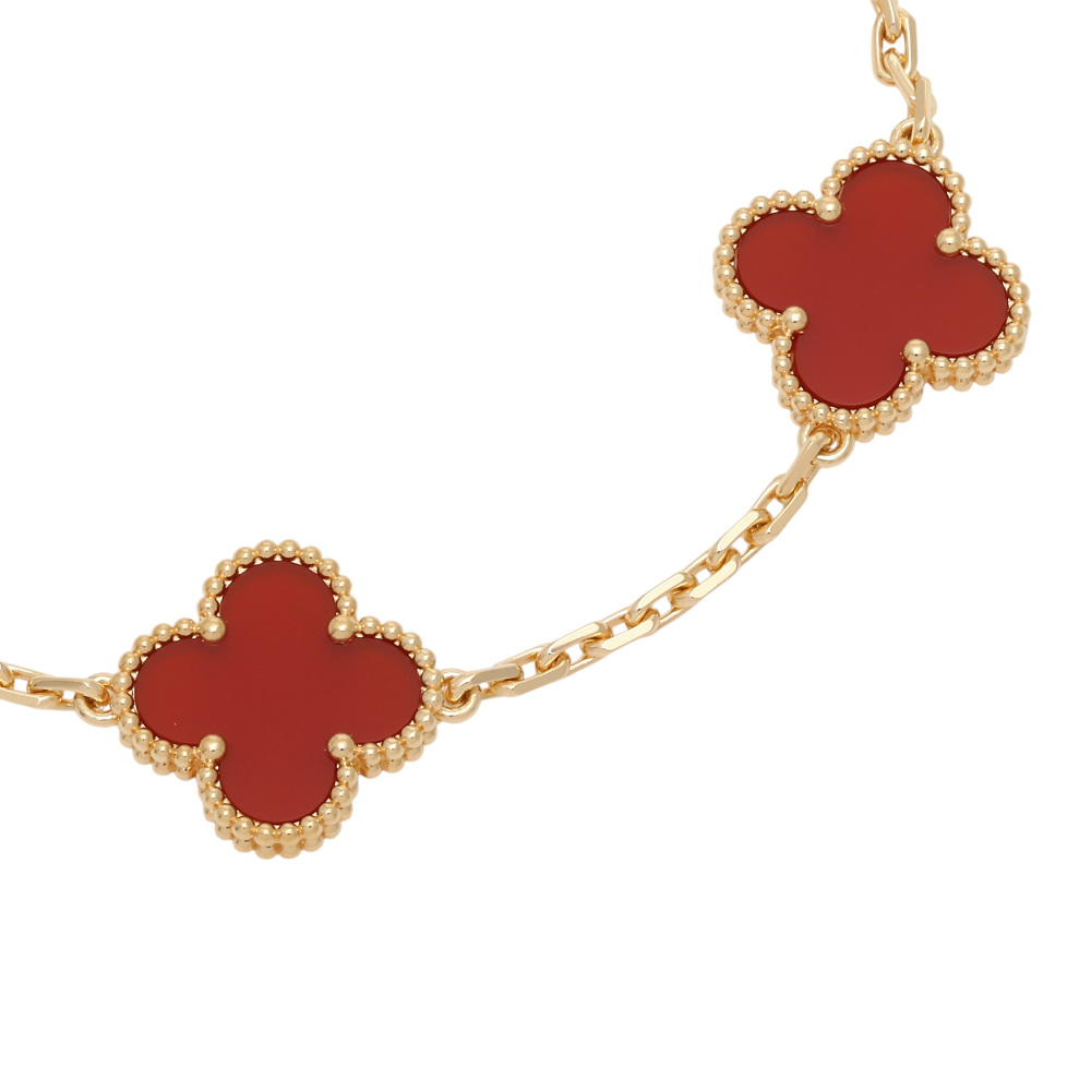 Van Cleef & Arpels Vintage Alhambra 5 Motifs Bracelet 18K Yellow Gold Carnelian VCARD35500