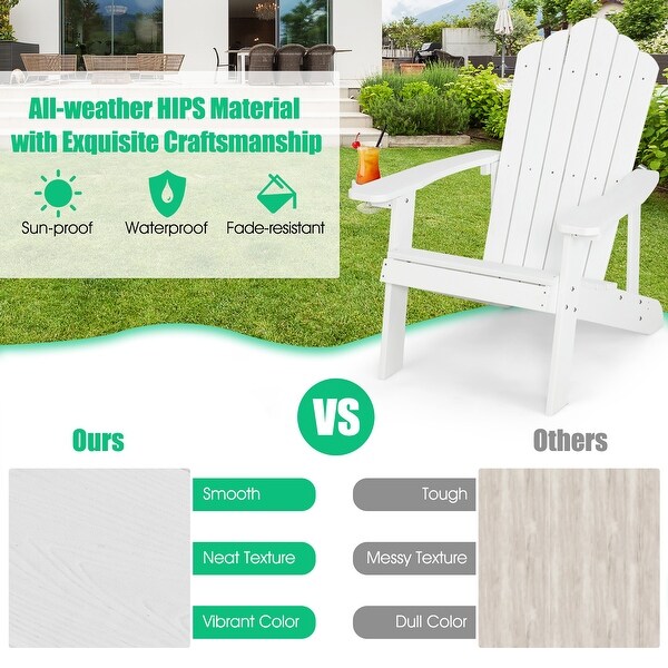 Costway Patio HIPS Adirondack Chair with Cup Holder Weather Resistant