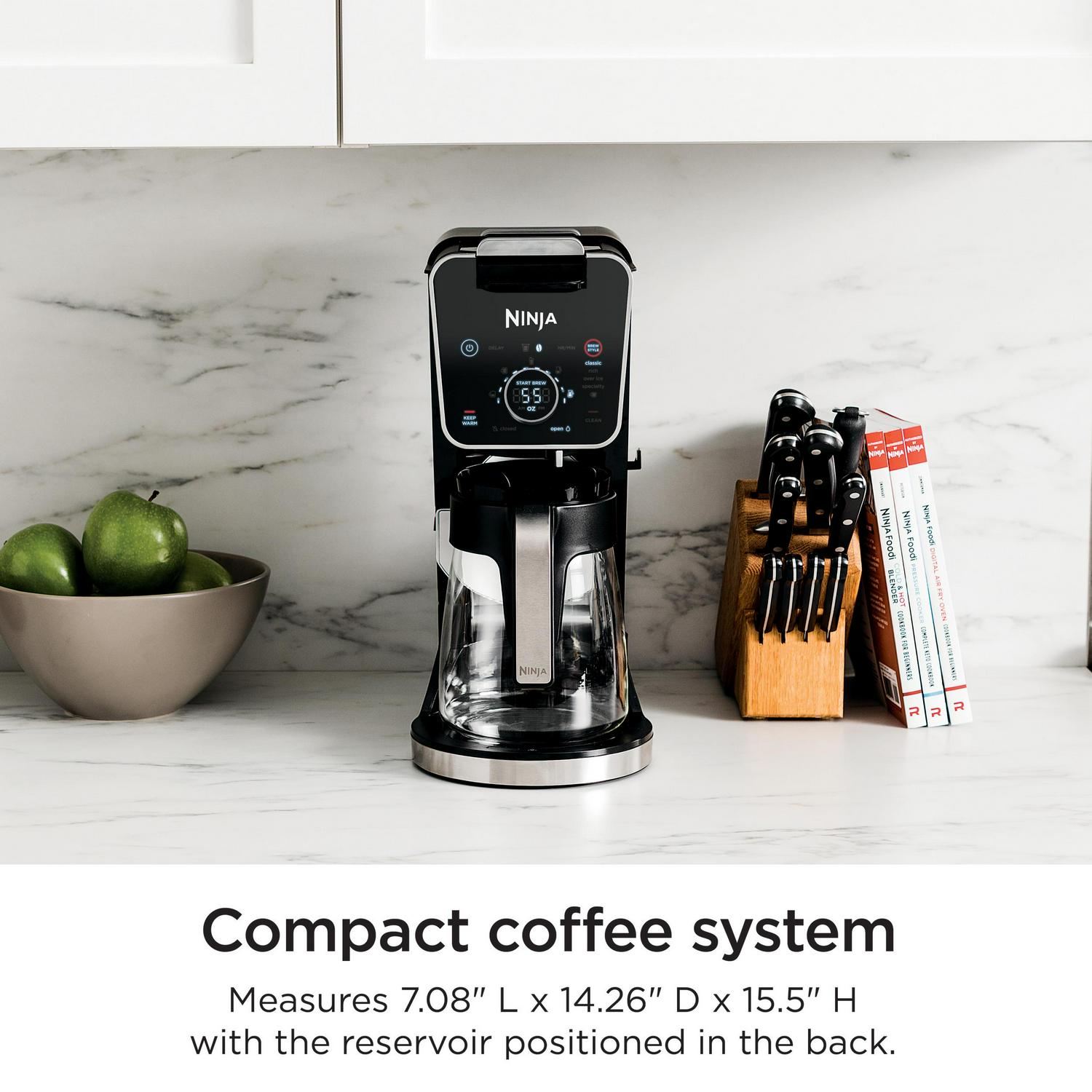 NinjaA DualBrew Specialty Coffee System, Single-Serve, K-Cup Pod Compatible, 12-Cup Drip Coffee Maker, Glass Carafe, CFP300