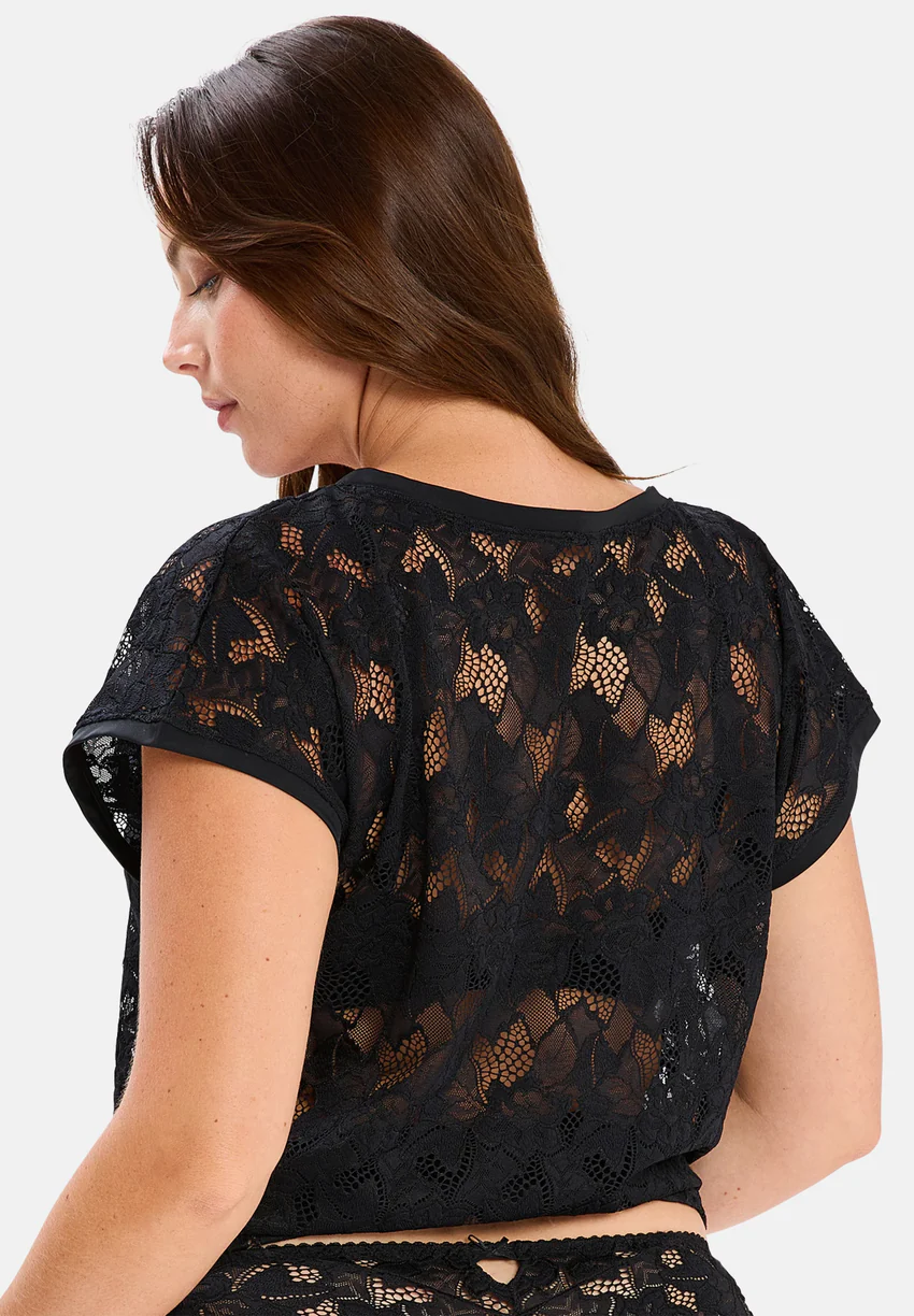 T-shirt en dentelle Arum Noir