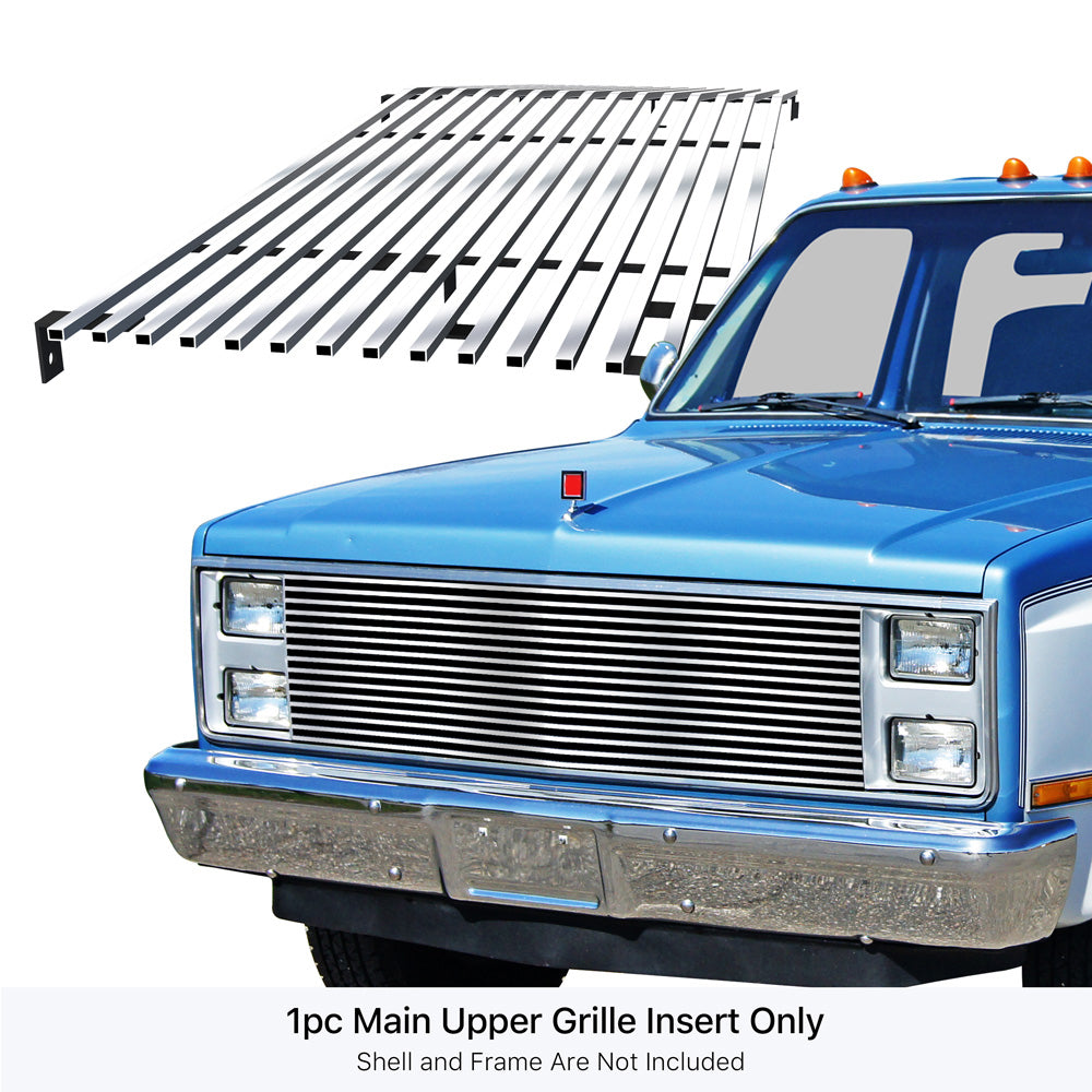 APS Premium Stainless Steel Chrome Billet Grille Compatible with Chevy GMC C K Pickup 1981-1987 and 81-88 Blazer Suburban Jimmy with Stacked Lights Main Upper N19-C20058C