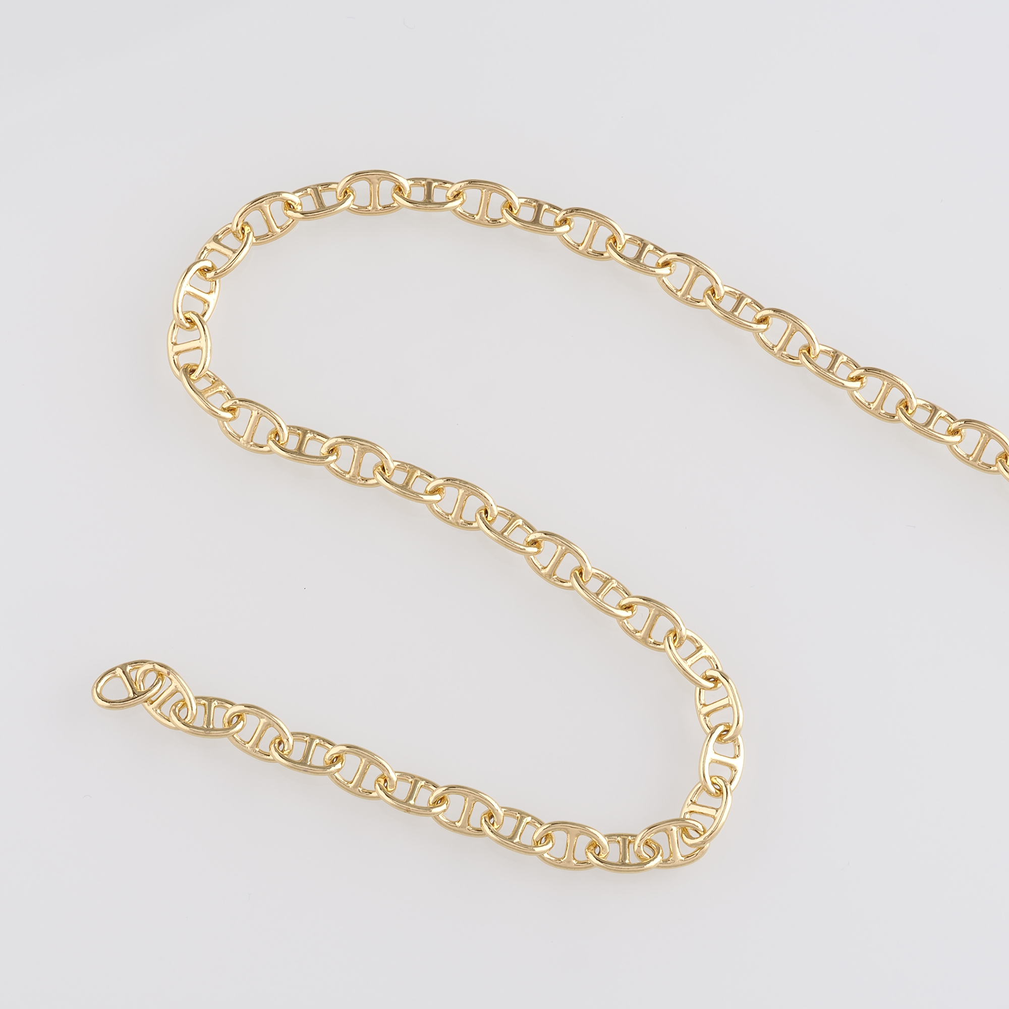 18K Gold Filled Mariner Anchor Chain Necklace,Dainty Thin Link Chain,Gold Mariner Chain Necklace for Women DIY Jewelry Making Supply