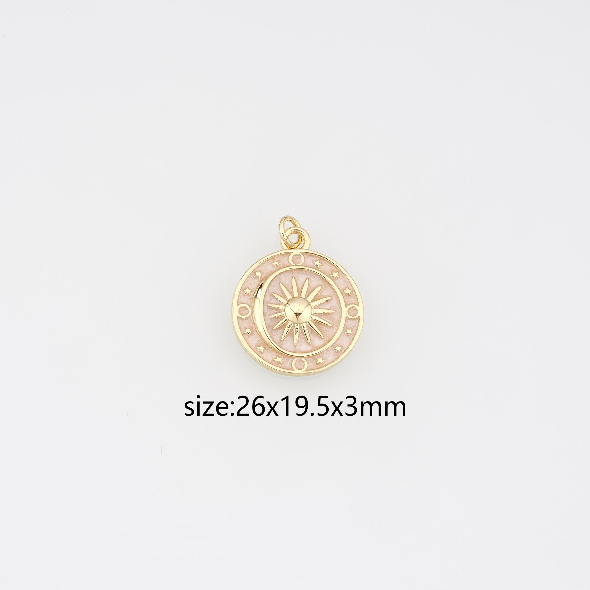 18K Gold Filled Sun Pendant,Enamel Celestial Charm Earrings Necklace for DIY Jewelry Making Supply