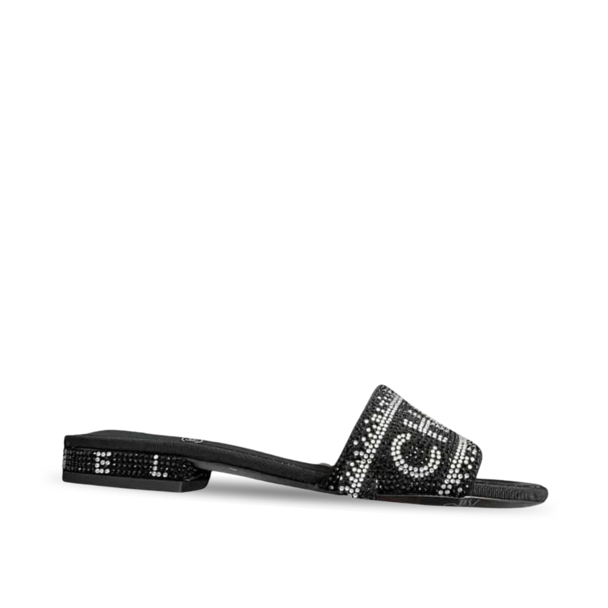 Chanel 24P Beaded Diamond Slippers Black