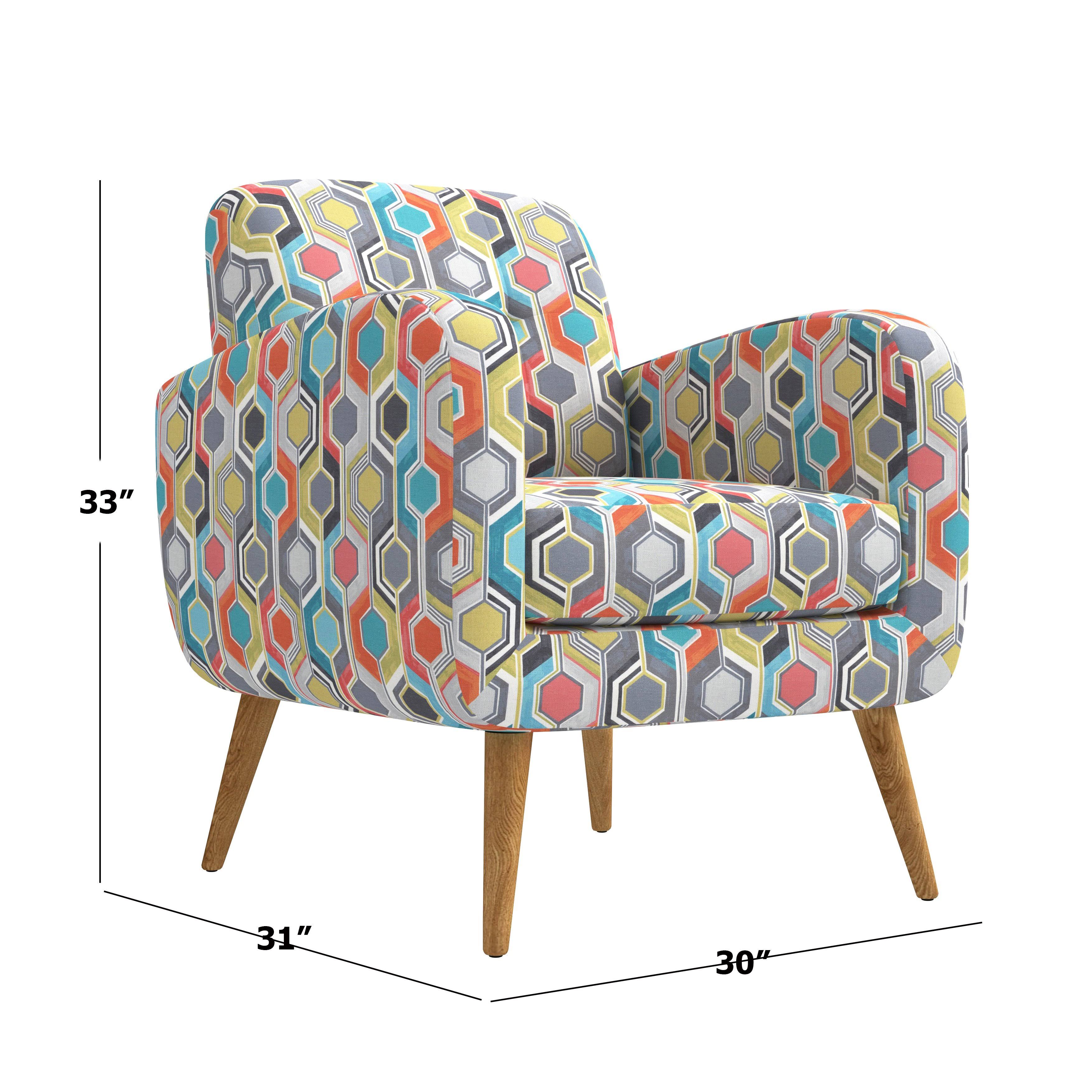 Domesis Kremmling Mid-Century Modern Armchair Peacock Blue Linen