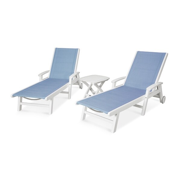 POLYWOOD Coastal 3piece Wheeled Chaise Set