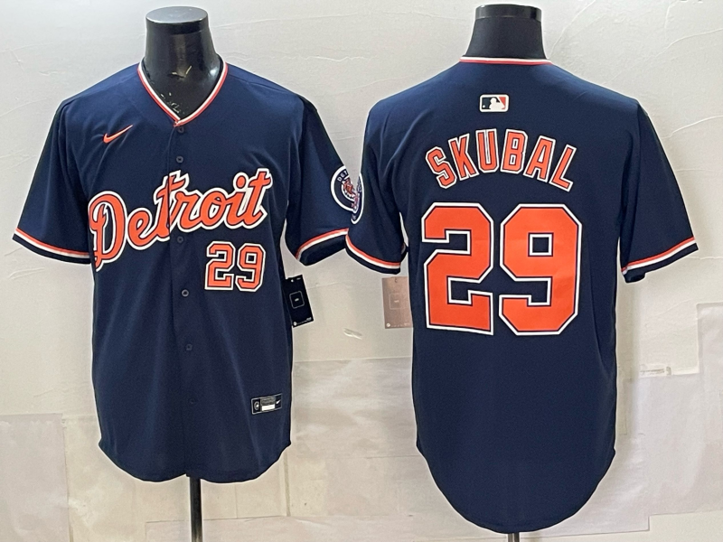 Men's Detroit Tigers Tarik Skubal #29 Navy Alternate Stadium Jersey