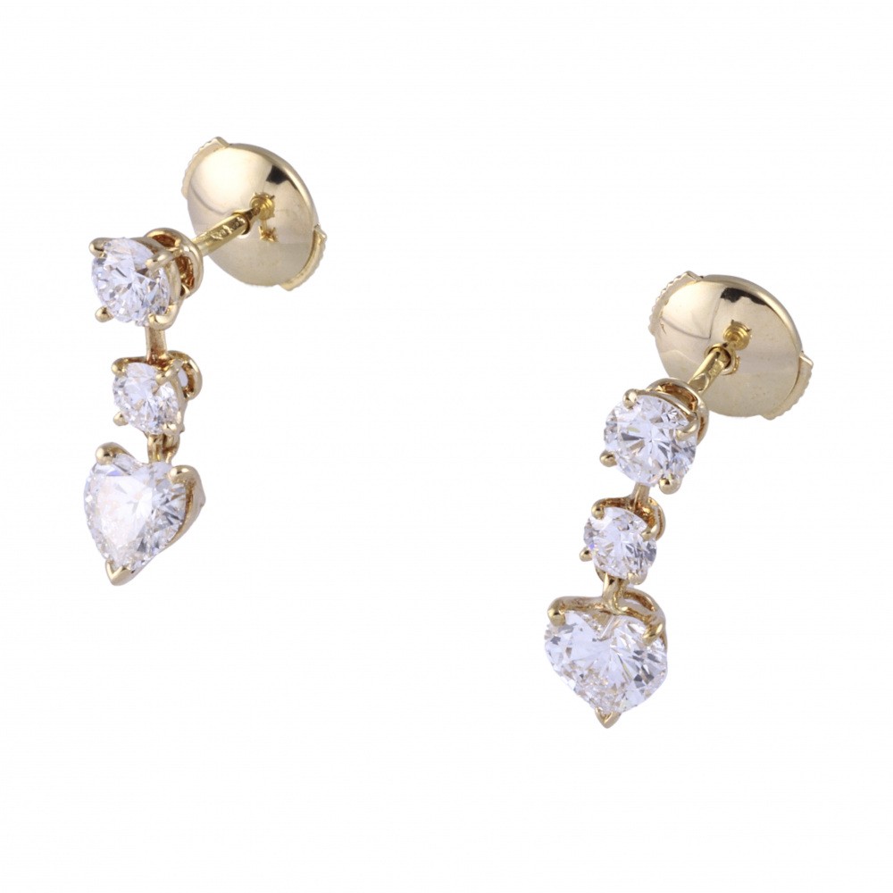 Cartier Heart Earrings K18YG Yellow Gold Earrings Diamond