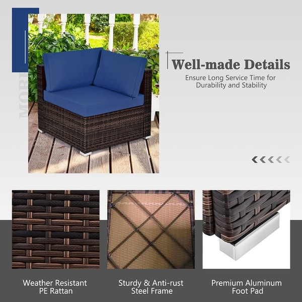 Gymax 7PCS Patio Rattan Furniture Set 42'' Fire Pit Table w/ Cover