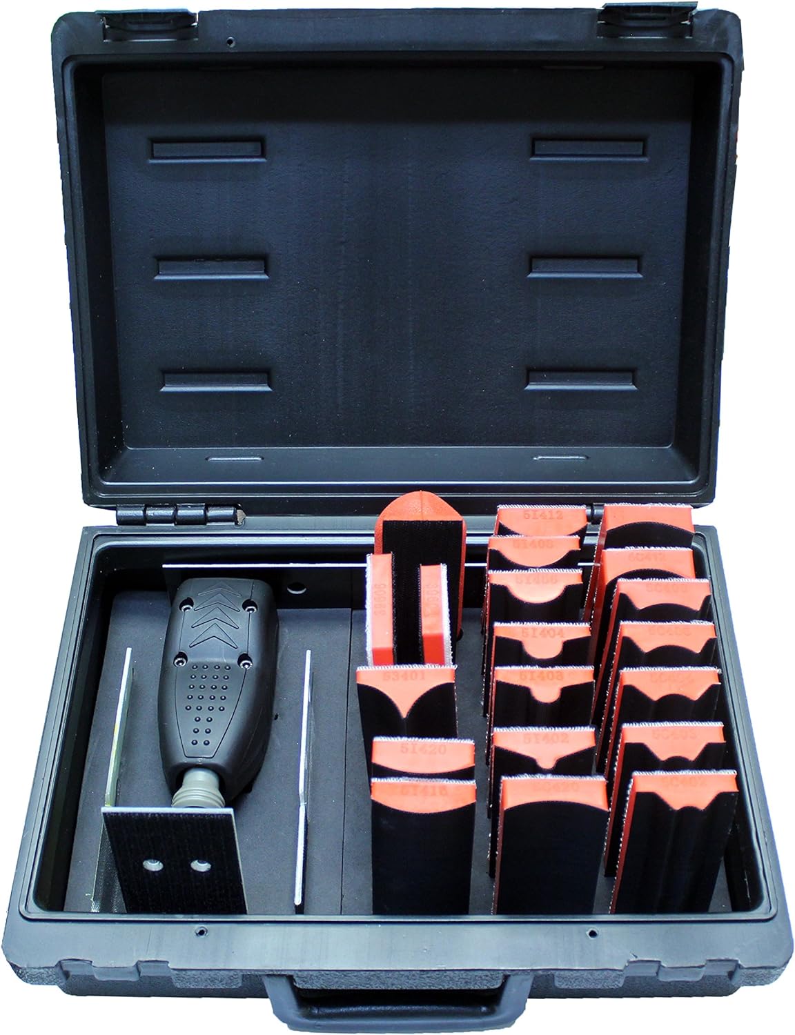 99515 Pneumatic Line Profile Sander 21 Pieces With 14 Profile Shape Blocks And Hardshell Carrying Case, 2-3/8