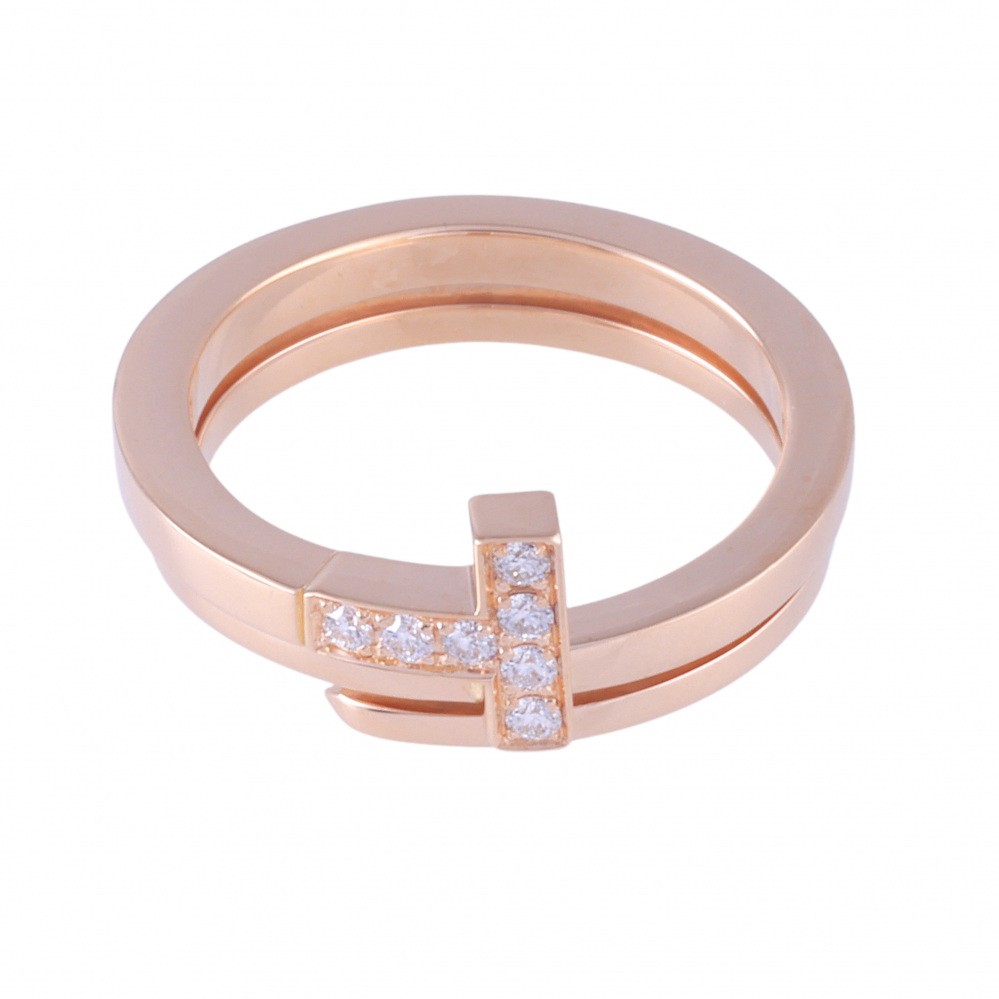 Tiffany & Co. Tiffany T Square Wrap Ring 18K Rose Gold Diamond