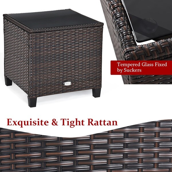 Costway 3PCS Patio Rattan Furniture Set Cushioned Conversation Set