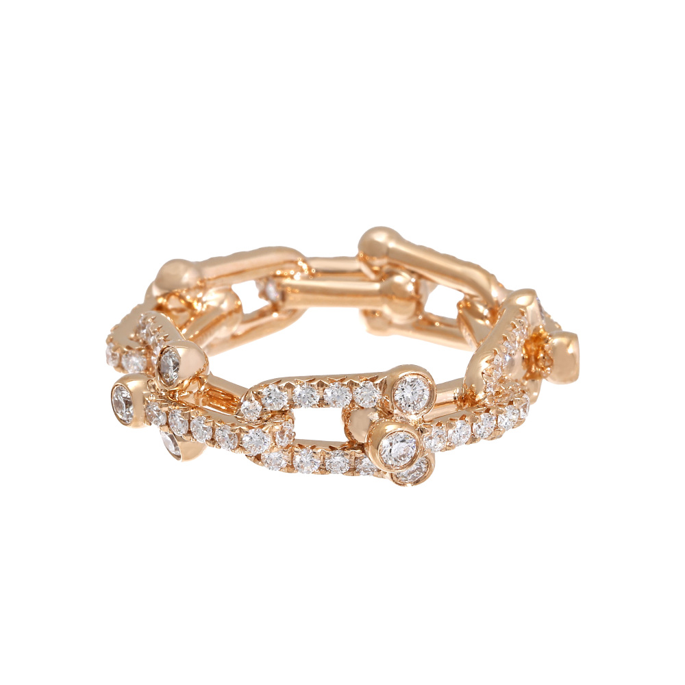 Tiffany & Co. Hardware Link Ring 18K Rose Gold Diamond