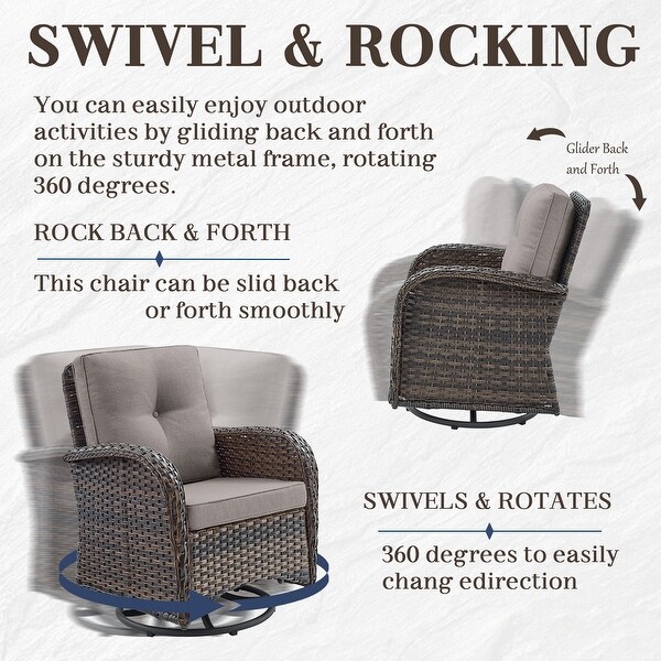 Pocassy Patio Swivel Rocker Chairs with Side Table