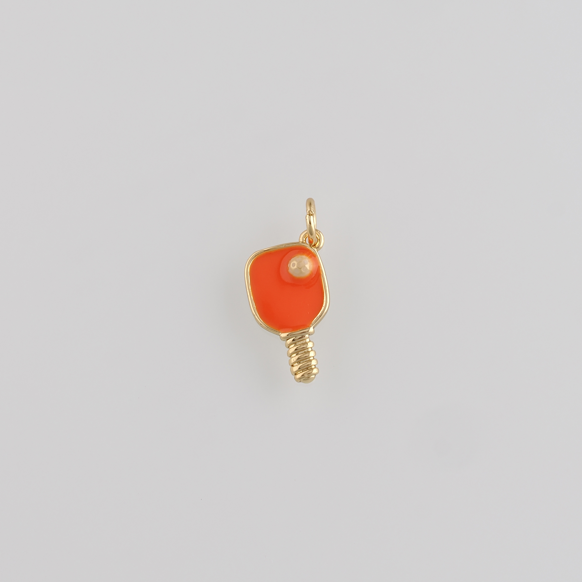 18K Gold Filled Tennis Racket Pendant,Enamel Racket Charm Earrings Necklace for DIY Jewelry Making Supply