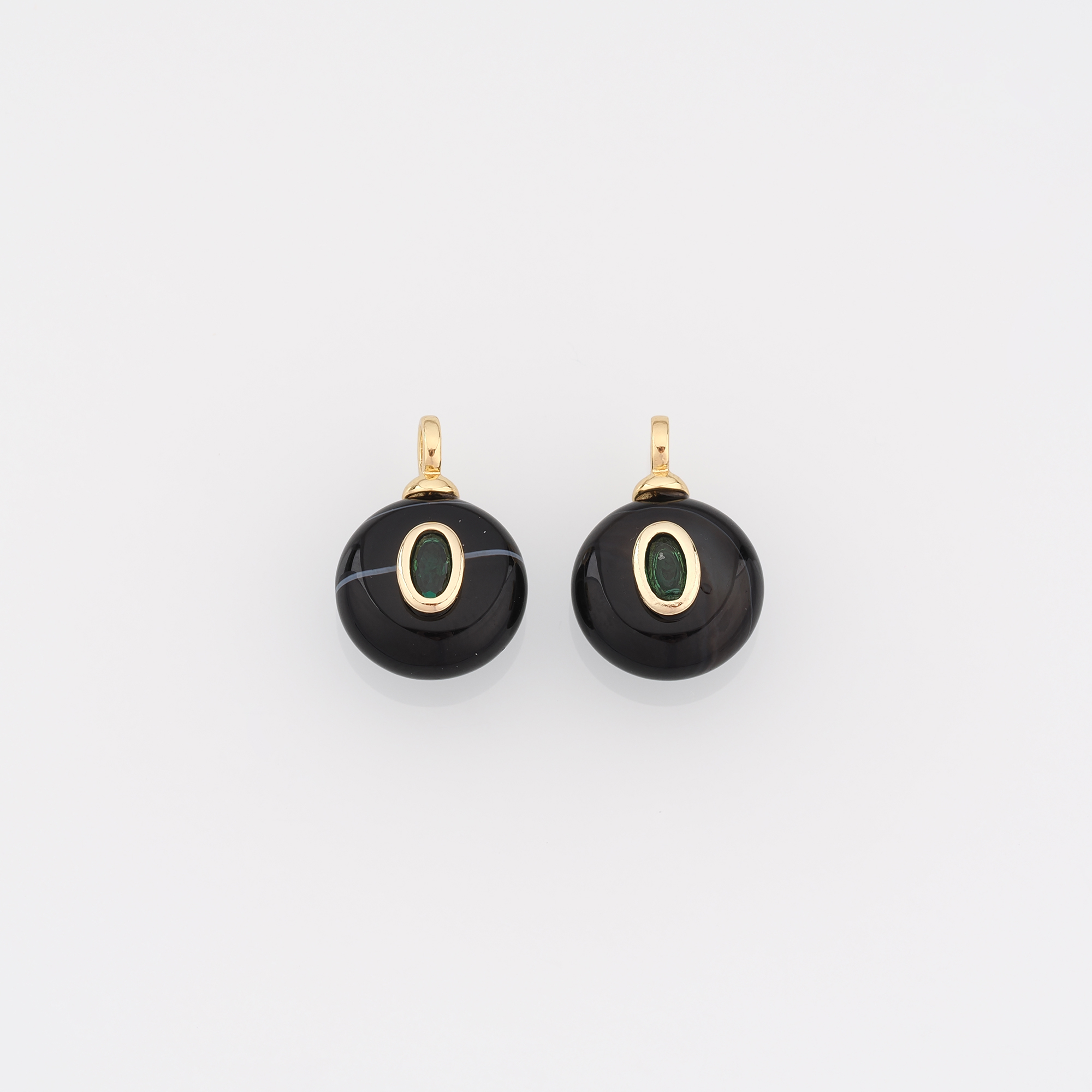 18K Gold Filled Round Pendant,Natural Stone Earrings Necklace for DIY Jewelry Making Supply