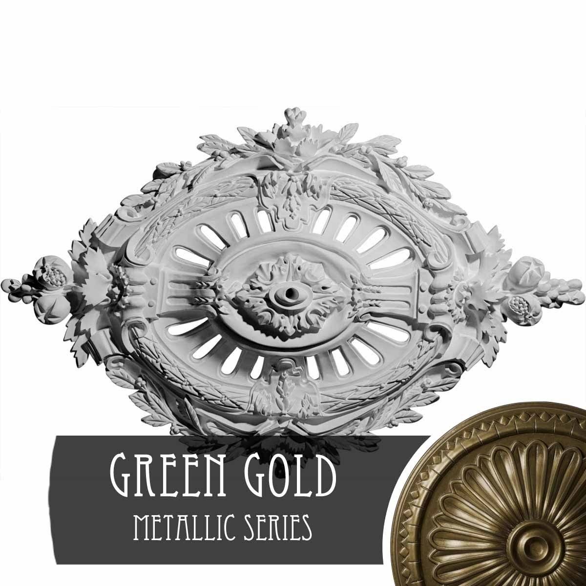 35 7/8x22W x 22 1/2x22H x 4 3/8x22P Antonio Ceiling Medallion (Green Gold)