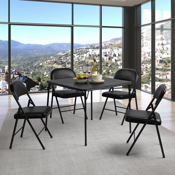 HomyLin Folding Table 33.5 inches Square Black Desk,No Assembly