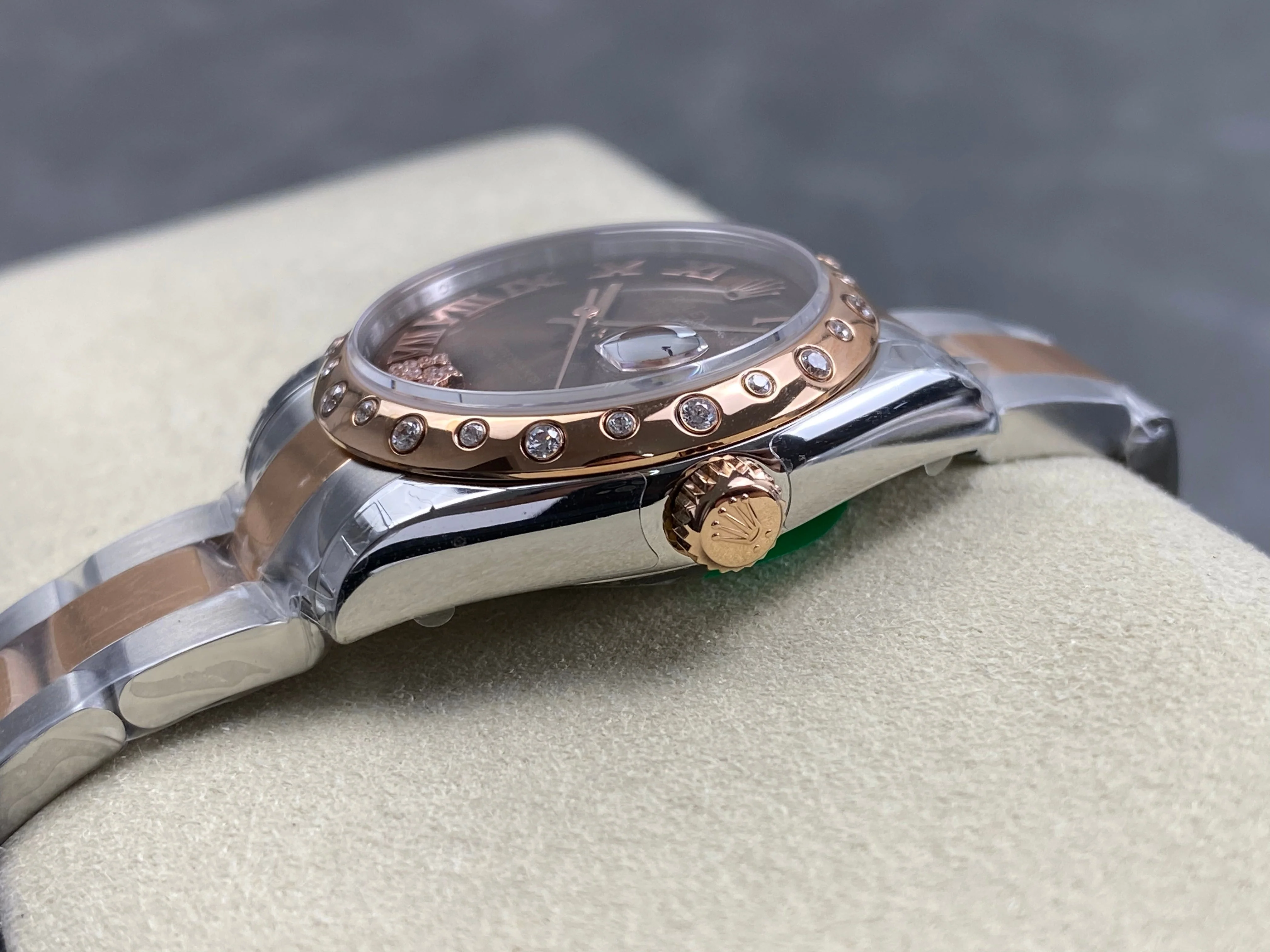 Rolex Datejust 31mm Chocolate Dial Diamond Bezel Steel Pink Gold