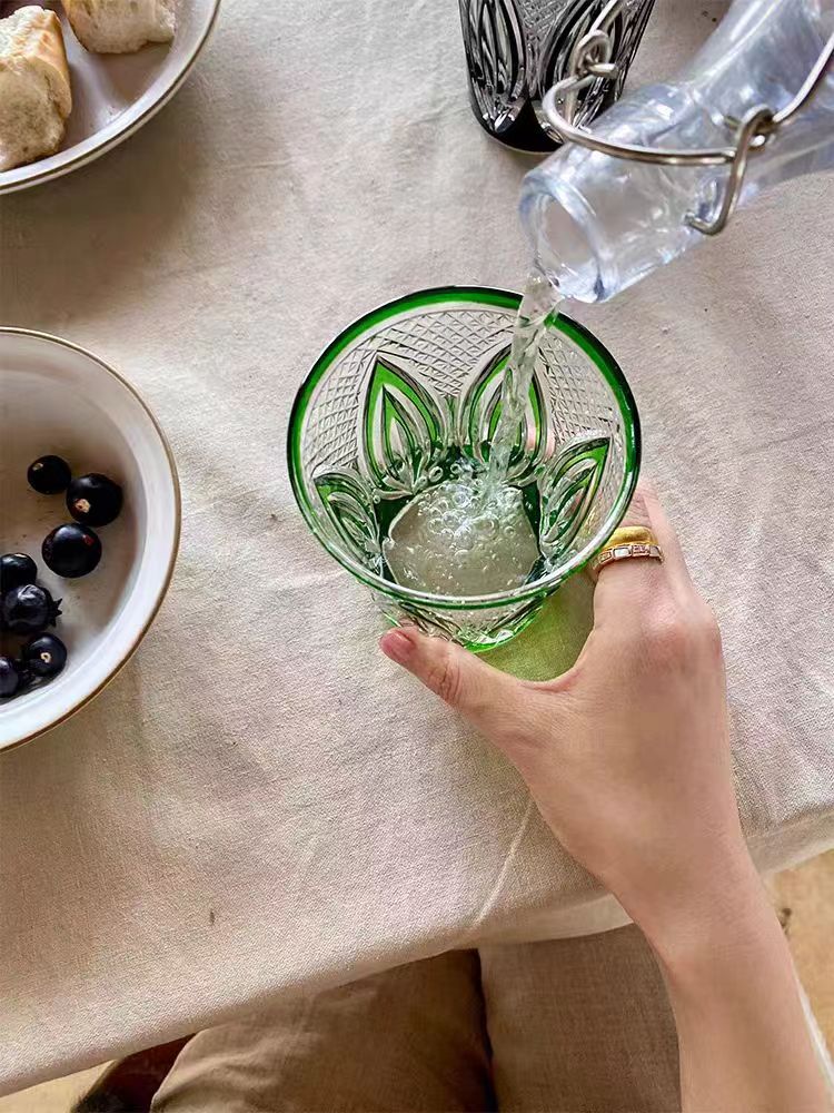DC026 - Imported crystal cup glass cup girl home water cup transparent juice cup