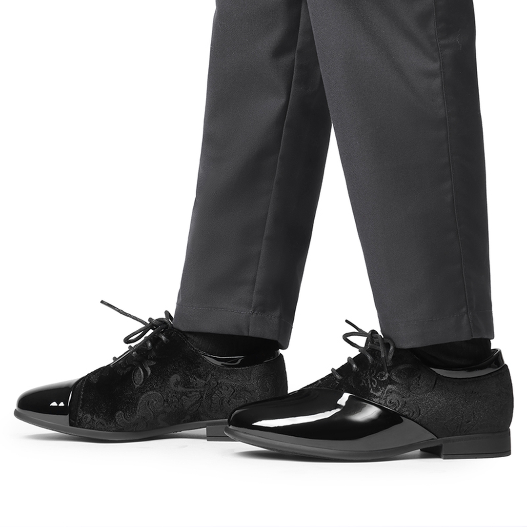 Boys Dress Shoes Formal Patent Velvet Tuxedo Oxford Shoes