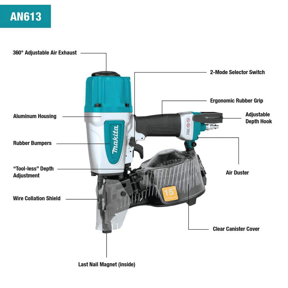 2-1/2 in. Pneumatic 15�ć Siding Coil Nailer AN613