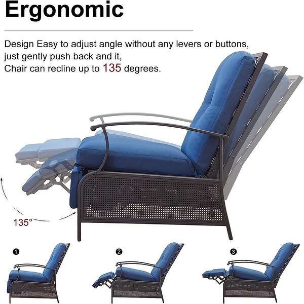Ergonomic Design Patio Recliner Chair,Outdoor Adjustable Lounge Chair,Reclining Patio Chairs