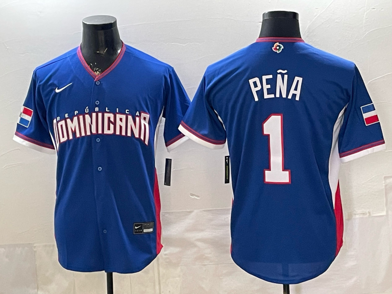 Men's Dominican Republic Baseball Jeremy Pena #1 Royal 2026 World Baseball Classic Stadium Jersey
