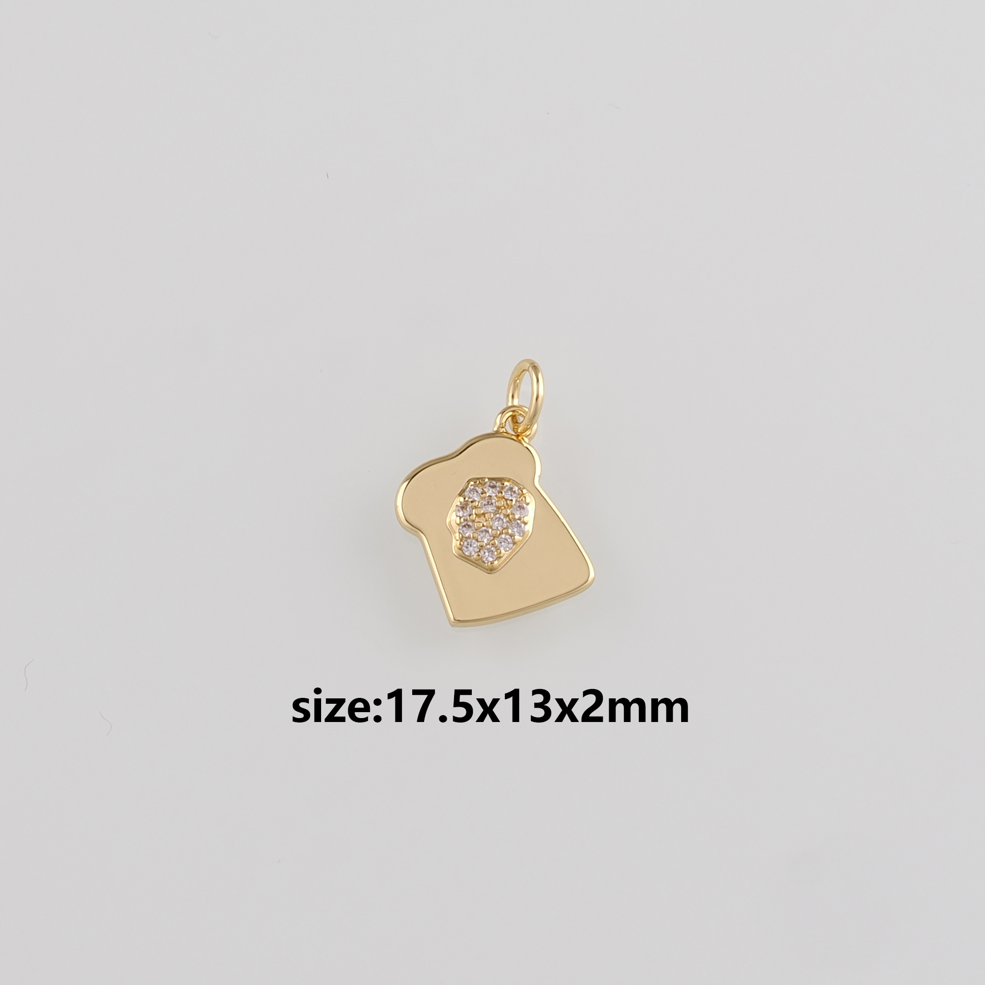 18K Gold Filled Bread Pendant,CZ Micro Pave Bread Charm Earrings Necklace for DIY Jewelry Making Supply