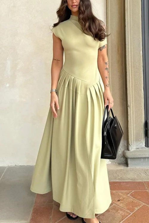 Asymmetric Pleated Maxi DressClistos