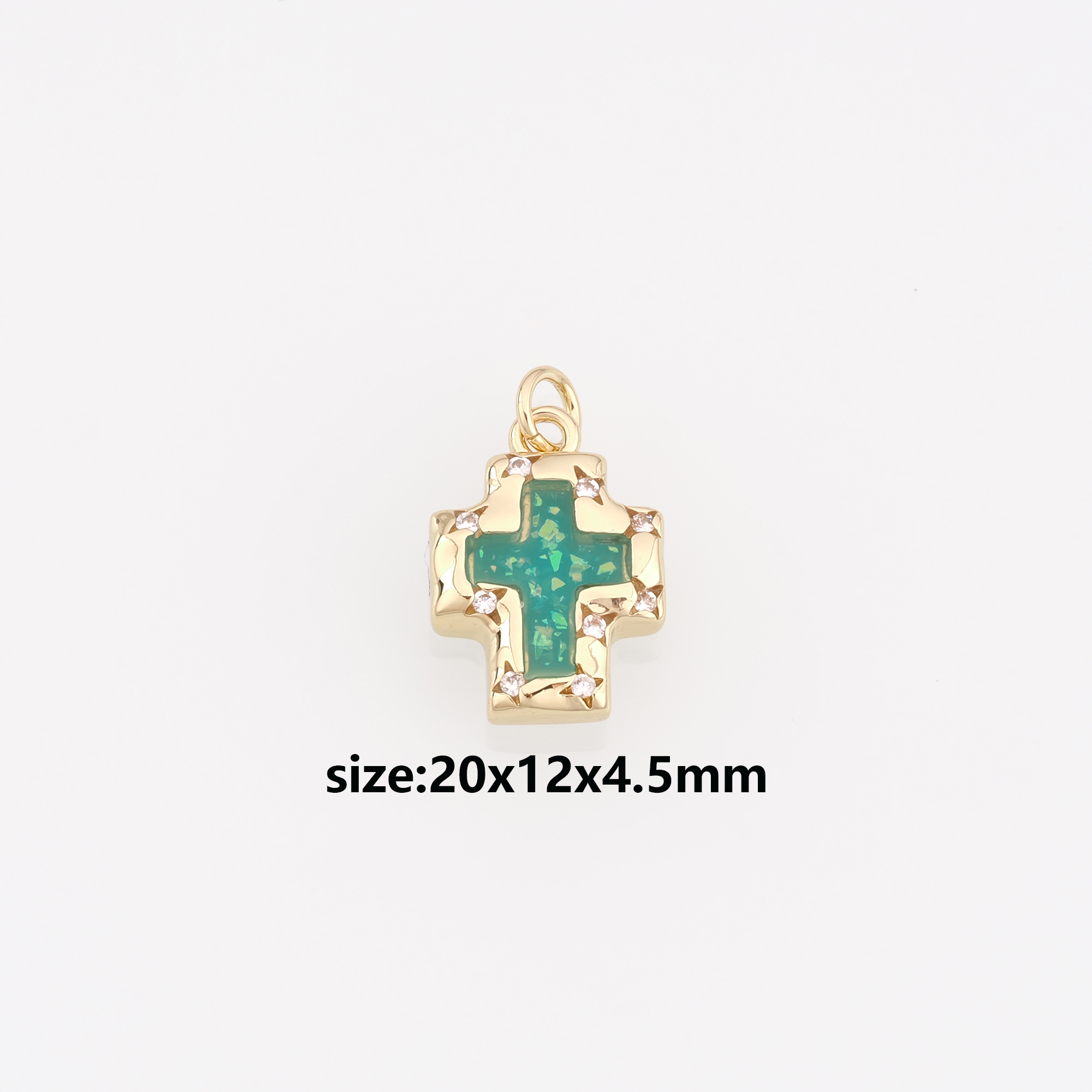 18K Gold Filled Cross Pendant,Enamel Religious Charm Earrings Necklace for DIY Jewelry Making Supply