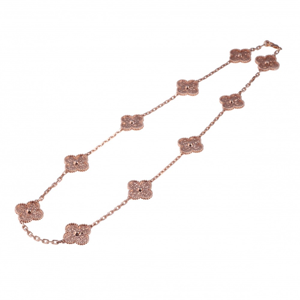 Van Cleef & Arpels Vintage Alhambra Necklace 18K Rose Gold VCARN9T100