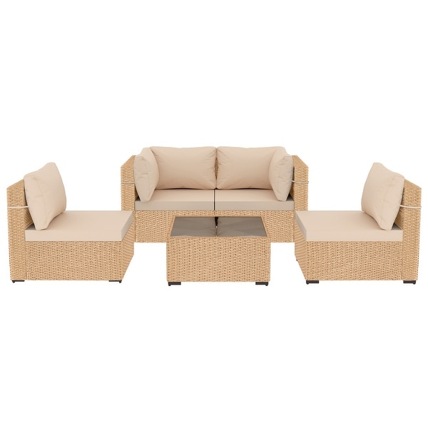 UPHA 5Piece Patio Furniture Wicker Sofa Set with Cushions